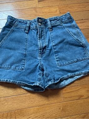 GAP Blue High-Rise Patch Pocket Denim Shorts